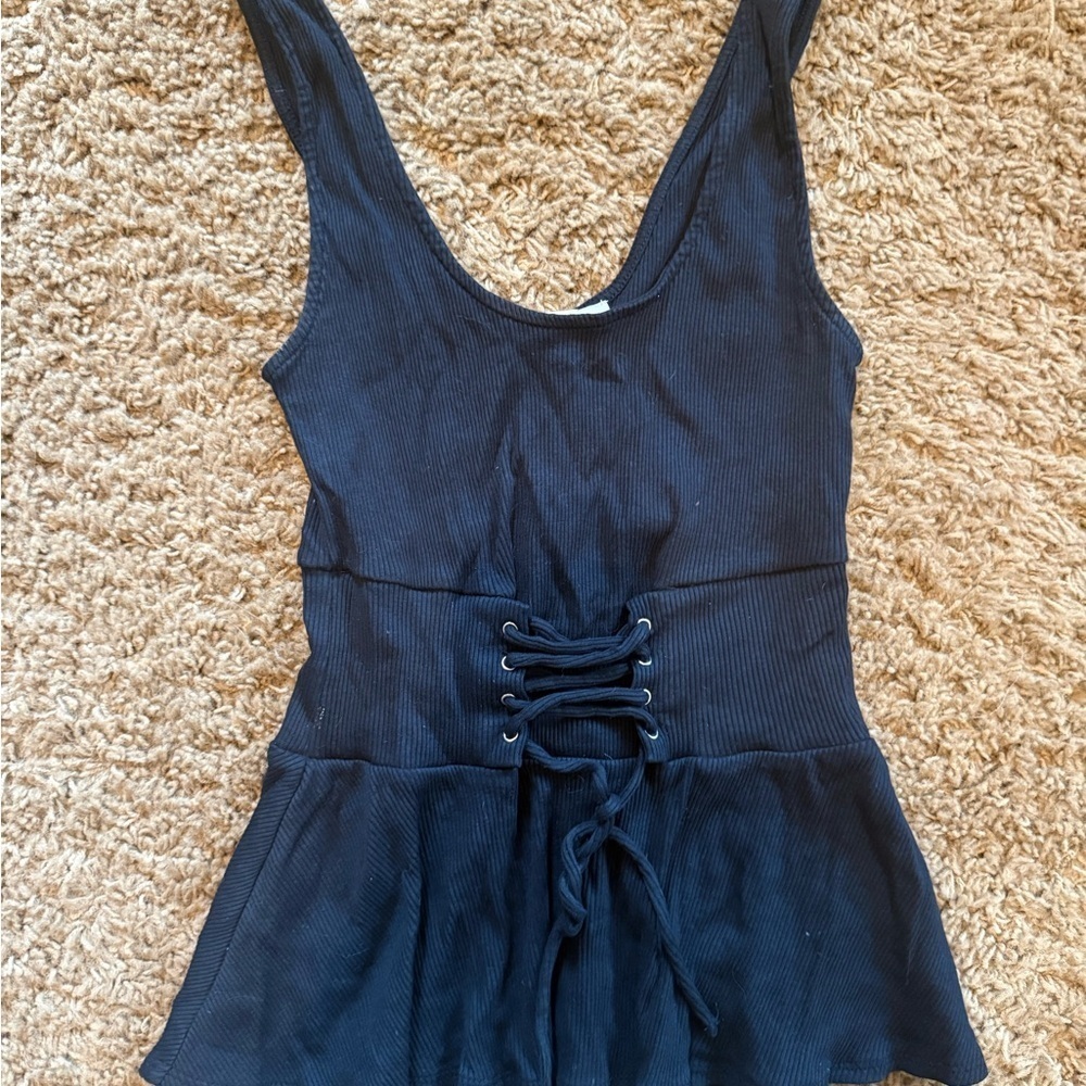 Express Black Lace-Up Bodysuit